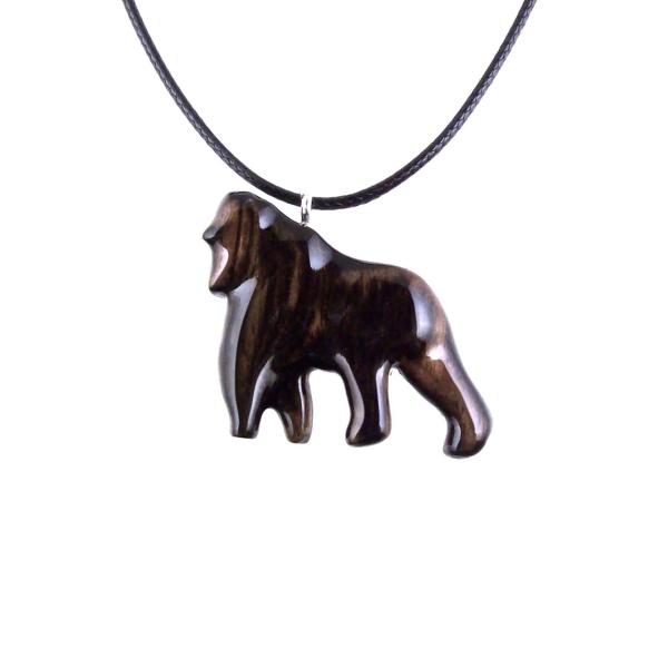 Black with brown streaks reversible, three-dimensional, wooden gorilla pendant with 18 inches black cord necklace with lobster clasp