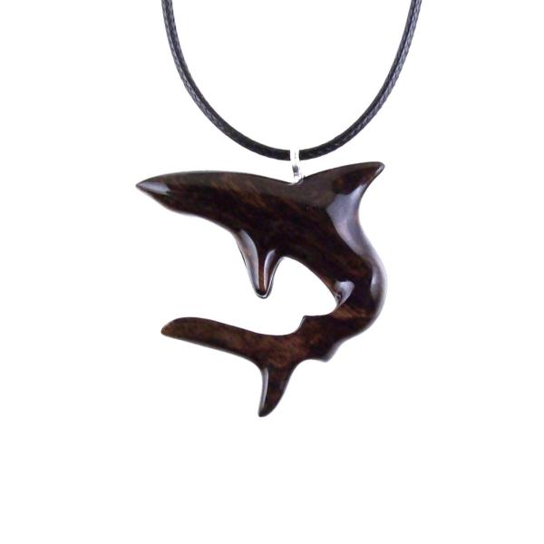 Hand Carved Shark Necklace, Wooden Shark Pendant, Nautical Jewelry, Mens Wood Necklace, One of a Kind Gift for Him