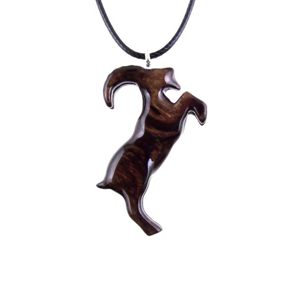 Mountain Goat Pendant, Hand Carved Goat Necklace, Wooden Buck Necklace, Spirit Animal Totem Capricorn Wood Jewelry for Men Women