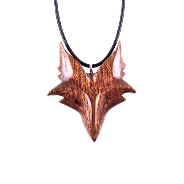 Wooden Fox Pendant, Hand Carved Celtic Fox Necklace, Totem Spirit Animal, One of a Kind Wood Jewelry Gift for Her Him