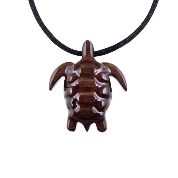 Sea Turtle Necklace, Hand Carved Wooden Turtle Pendant, Mens Wood Necklace, Nautical Pendant, One of a Kind Gift for Him