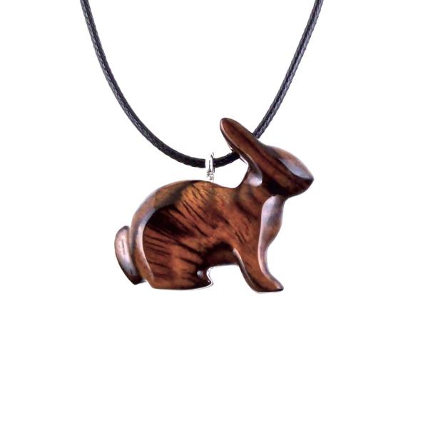 Wooden Rabbit Pendant, Bunny Necklace, Hand Carved Wood Animal Pendant, Spirit Animal Totem Pet Jewelry