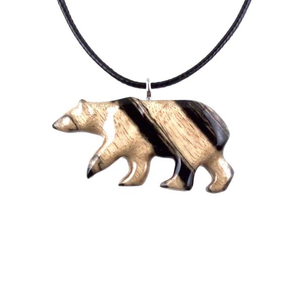 Polar Bear Necklace, Hand Carved Wooden Bear Pendant for Men or Women, Totem Spirit Animal, Wood Jewelry, One of a Kind Gift for Him Her