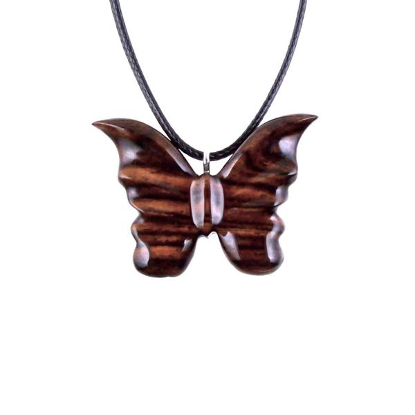Butterfly Necklace, Hand Carved Wooden Butterfly Pendant, Insect Necklace, Wood Jewelry, One of a Kind Gift for Her