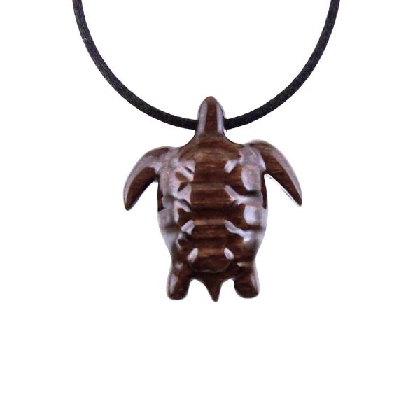 Sea Turtle Necklace, Hand Carved Wooden Turtle Pendant, Mens Wood Necklace, Nautical Pendant, One of a Kind Gift for Him