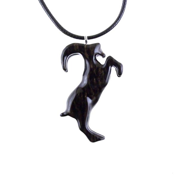 Hand Carved Goat Necklace, Wooden Mountain Goat Pendant, Wood Animal Necklace, Capricorn Jewelry, Spirit Animal Totem, Gift for Him Her