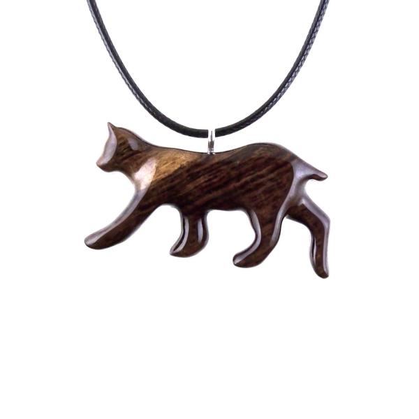 Wooden Bobcat Pendant, Bobcat Necklace, Hand Carved Lynx Necklace, Wood Wildcat Necklace, Totem Spirit Animal Jewelry for Men or Women
