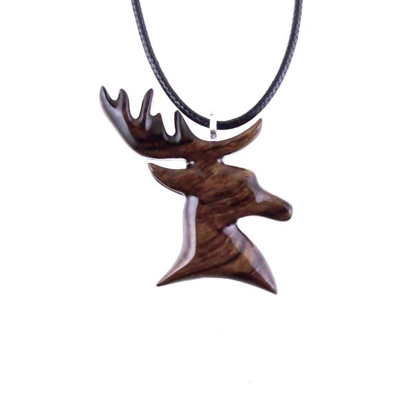 Hand Carved Stag Necklace, Wooden Deer Pendant, Buck Head Necklace, Spirit Animal Totem Gift for Him, Woodland Mens Jewelry