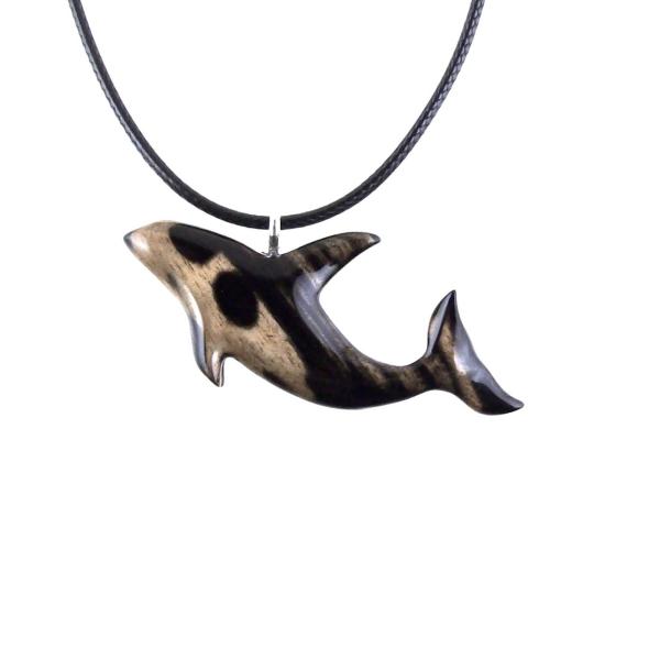 Hand Carved Orca Pendant, Wooden Killer Whale Necklace for Men or Women, Sea Animal, Nautical Beach Wood Jewelry