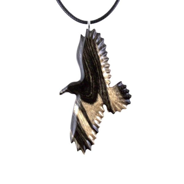 Hand Carved Crow Pendant, Raven Necklace, Wooden Raven Pendant, Wood Crow Necklace, Totem Spirit Animal Jewelry Gift for Him Her