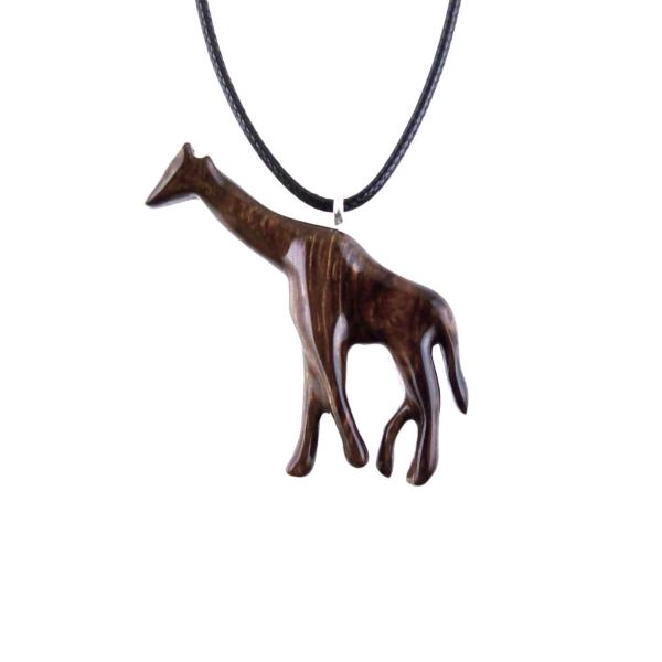 Hand Carved Giraffe Pendant, African Wooden Animal Necklace, Wildlife Wood Jewelry for Men Women, Gift for Him Her