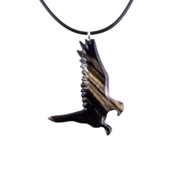Hawk Necklace, Hand Carved Wooden Hawk Pendant for Men or Women, Wood Falcon Pendant, Totem Bird Jewelry