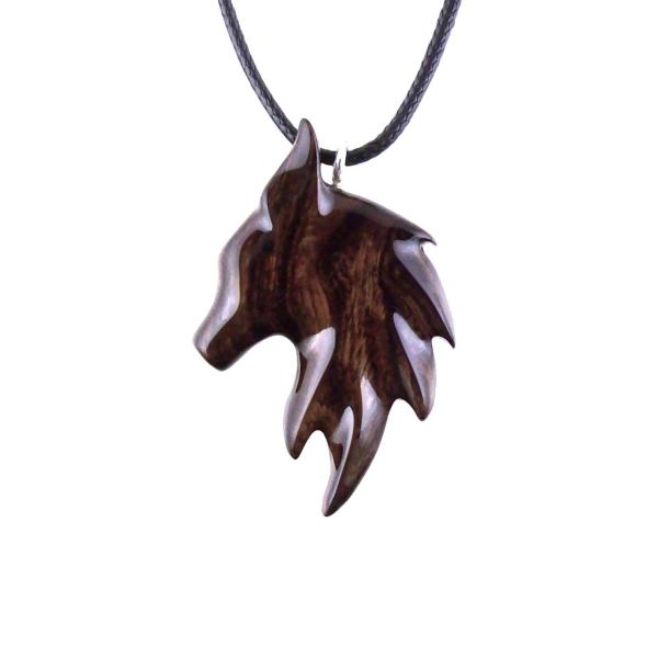 Handmade Fox Necklace, Hand Carved Wooden Animal Pendant, Vixen Totem One-of-a-Kind Wood Jewelry for Men Women