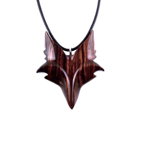 Hand Carved Wooden Fox Pendant, Celtic Fox Necklace for Men or Women, Totem Spirit Animal, Woodland Jewelry Gift for Her or Him
