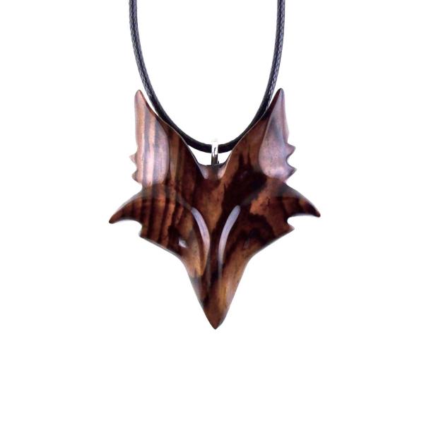 Hand Carved Wooden Fox Pendant, Celtic Fox Necklace for Men or Women, Totem Spirit Animal, Woodland Jewelry Gift for Her or Him