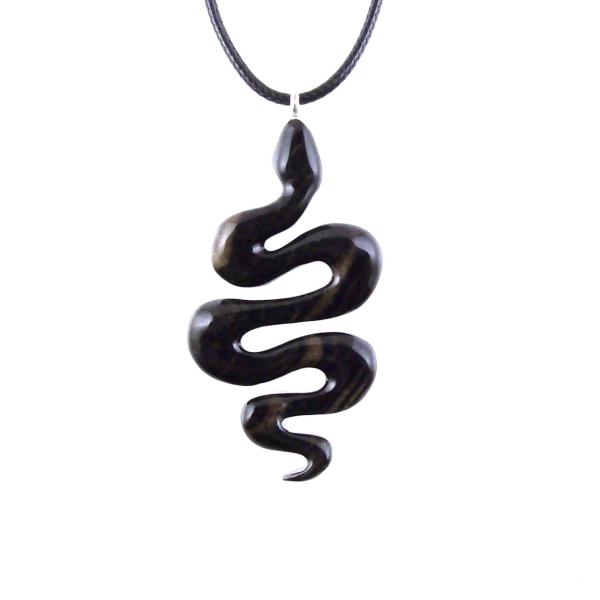 Hand Carved Wooden Snake Pendant, Snake Necklace for Men or Women, Spirit Animal Totem Reptile Wood Jewelry