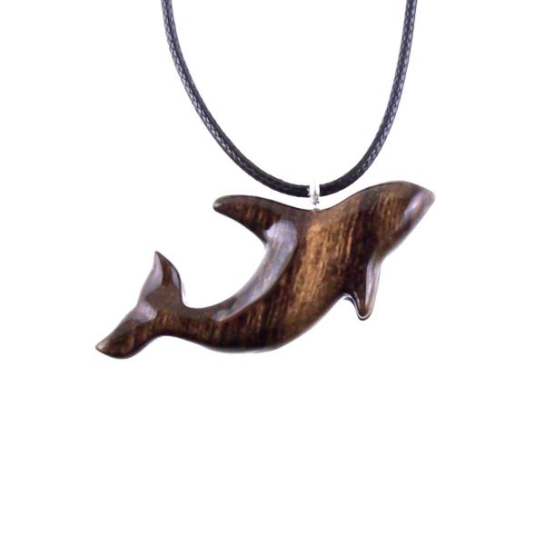 Hand Carved Orca Pendant, Wooden Whale Necklace, Sea Animal Pendant, Nautical Necklace for Men or Women, Wood Jewelry
