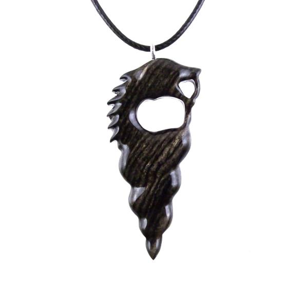 Wooden Nyami Nyami Hand Carved African Pendant, Tribal Wood Mens Necklace, African Jewelry, Protection Amulet, Good Luck Charm