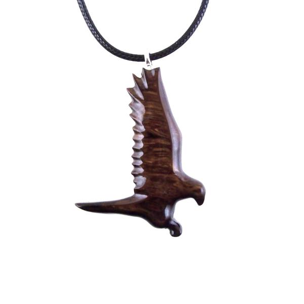 Hand Carved Hawk Pendant, Wooden Falcon Necklace, Wood Bird Necklace, Totem Jewelry for Men or Women, One of a Kind Gift for Him Her