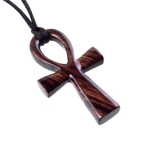 Large Ankh Pendant, Mens Wood Ankh Necklace, Wooden Egyptian Cross Ankh Pendant, African Jewelry