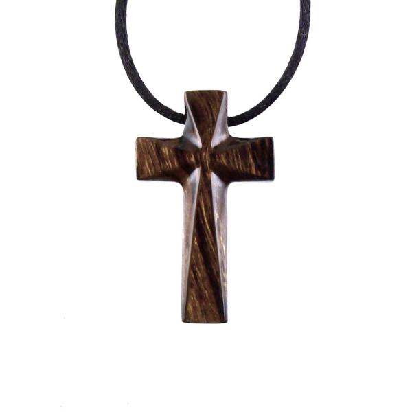 Hand Carved Wooden Cross Pendant, Mens Wood Cross Necklace, Handmade Christian Jewelry, One of a Kind Gift for Him