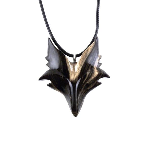 Celtic Fox Necklace, Hand Carved Wooden Fox Pendant for Men or Women, Totem Spirit Animal Gift for Him or Her, Wood Jewelry
