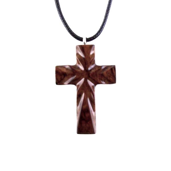 Wood Cross Necklace, Hand Carved Wooden Cross Pendant, Christian Jewelry, One of a Kind Gift for Him Her