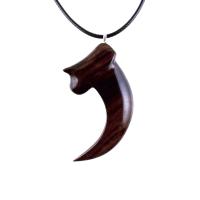 Wooden Claw Pendant, Hand Carved Bear Claw Necklace, Mens Wood Tribal Totem Jewelry