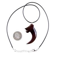 Wooden Claw Pendant, Hand Carved Bear Claw Necklace, Mens Wood Tribal Totem Jewelry
