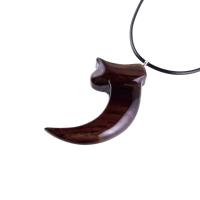 Wooden Claw Pendant, Hand Carved Bear Claw Necklace, Mens Wood Tribal Totem Jewelry