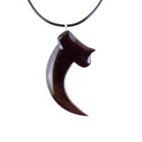 Wooden Claw Pendant, Hand Carved Bear Claw Necklace, Mens Wood Tribal Totem Jewelry