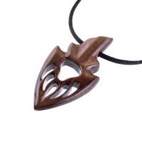 Wooden Bear Paw Necklace, Hand Carved Arrowhead Pendant, Totem Protection Amulet, Men Wood Jewelry