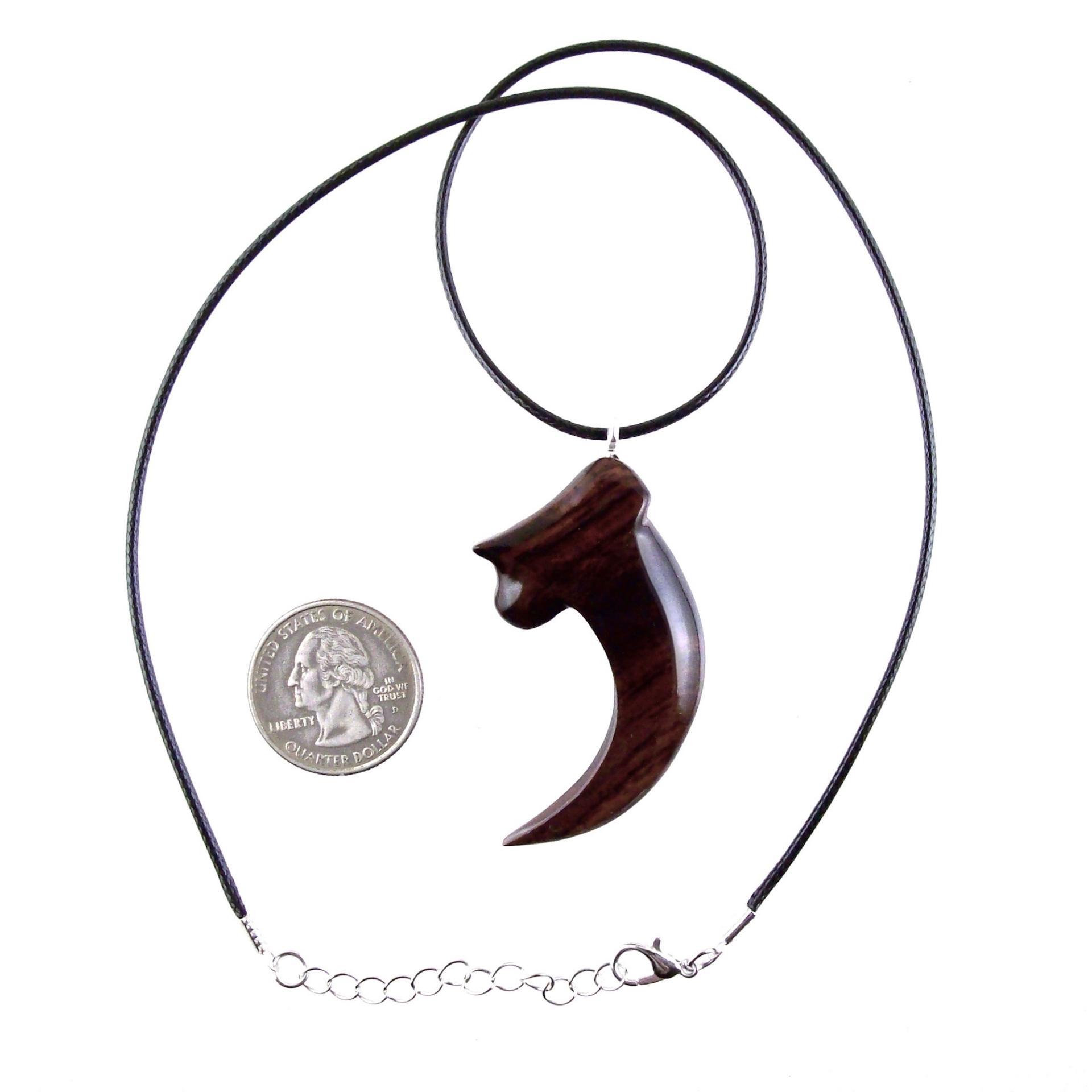 Wooden Claw Pendant, Hand Carved Bear Claw Necklace, Mens Wood Tribal Totem Jewelry