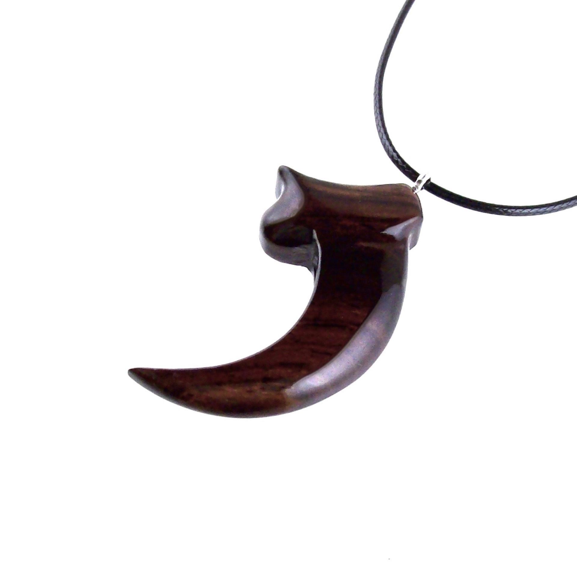 Wooden Claw Pendant, Hand Carved Bear Claw Necklace, Mens Wood Tribal Totem Jewelry