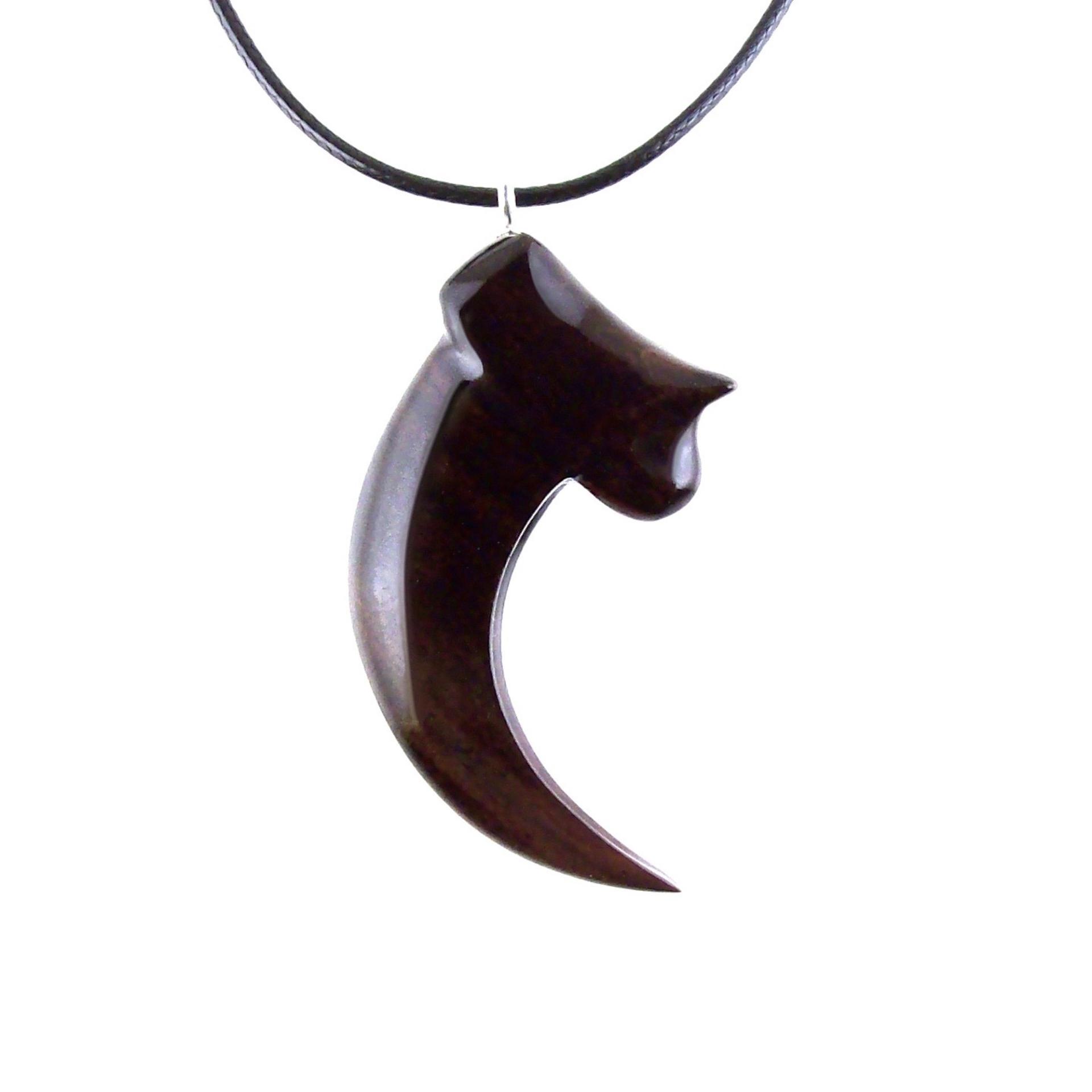Wooden Claw Pendant, Hand Carved Bear Claw Necklace, Mens Wood Tribal Totem Jewelry