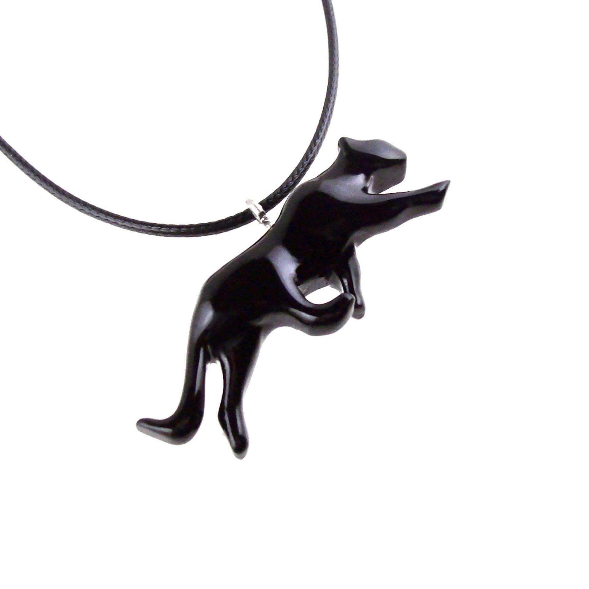 Black Jaguar Panther Necklace, Hand Carved Wooden Panther Pendant, Totem Spirit Animal Wood Jewelry