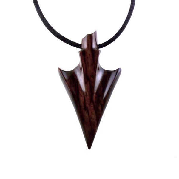 Hand Carved Wooden Arrowhead Necklace, Arrow Pendant, Mens Wood Necklace, Handmade Tribal Jewelry
